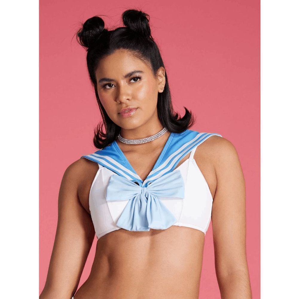 Sailor Moon Sailor Mercury Cosplay Beach Pool Bikini Swim Top XS
